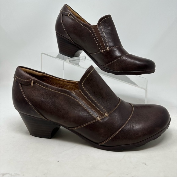 Söfft Shoes Womens 7.5M Brown Leather Upper Lining Slip On Block Heels Round Toe - Picture 5 of 16